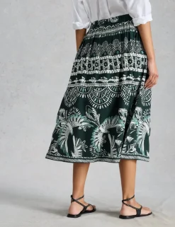 Printed Midi A-Line Skirt