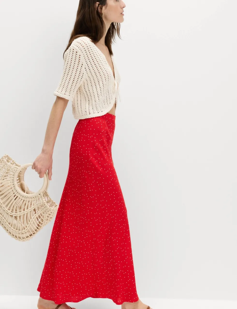 Printed Midi Slip Skirt