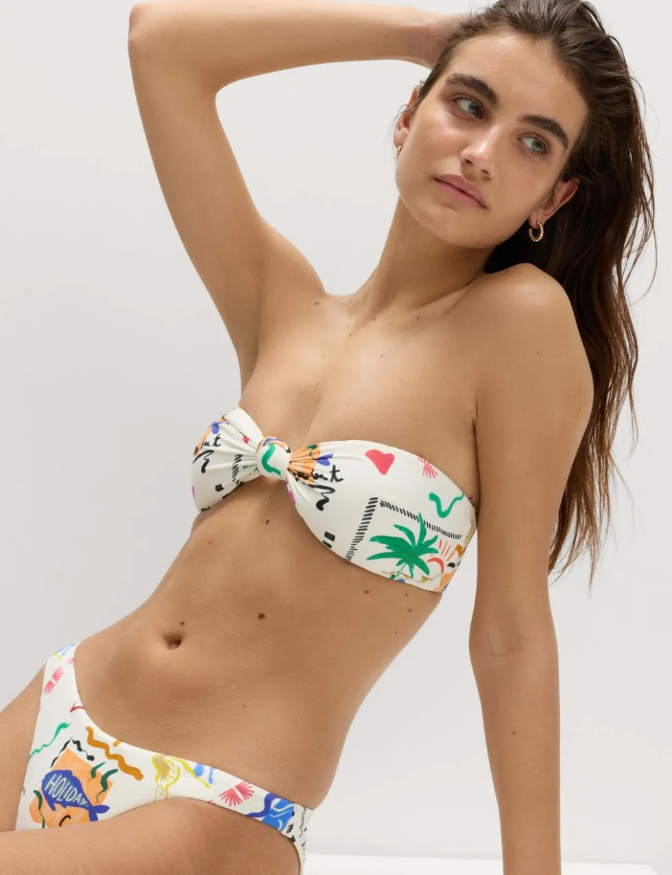 Printed Padded Bandeau Bikini Top