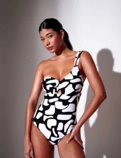Printed Padded One Shoulder Swimsuit