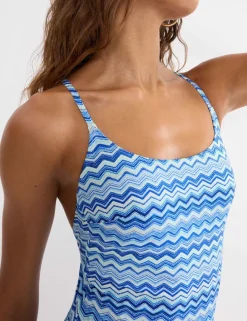 Printed Padded Scoop Neck Swimsuit (B-D)