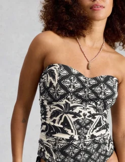 Printed Padded Strapless Halterneck Swimsuit