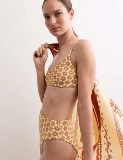Printed Padded V-Neck Bikini Top