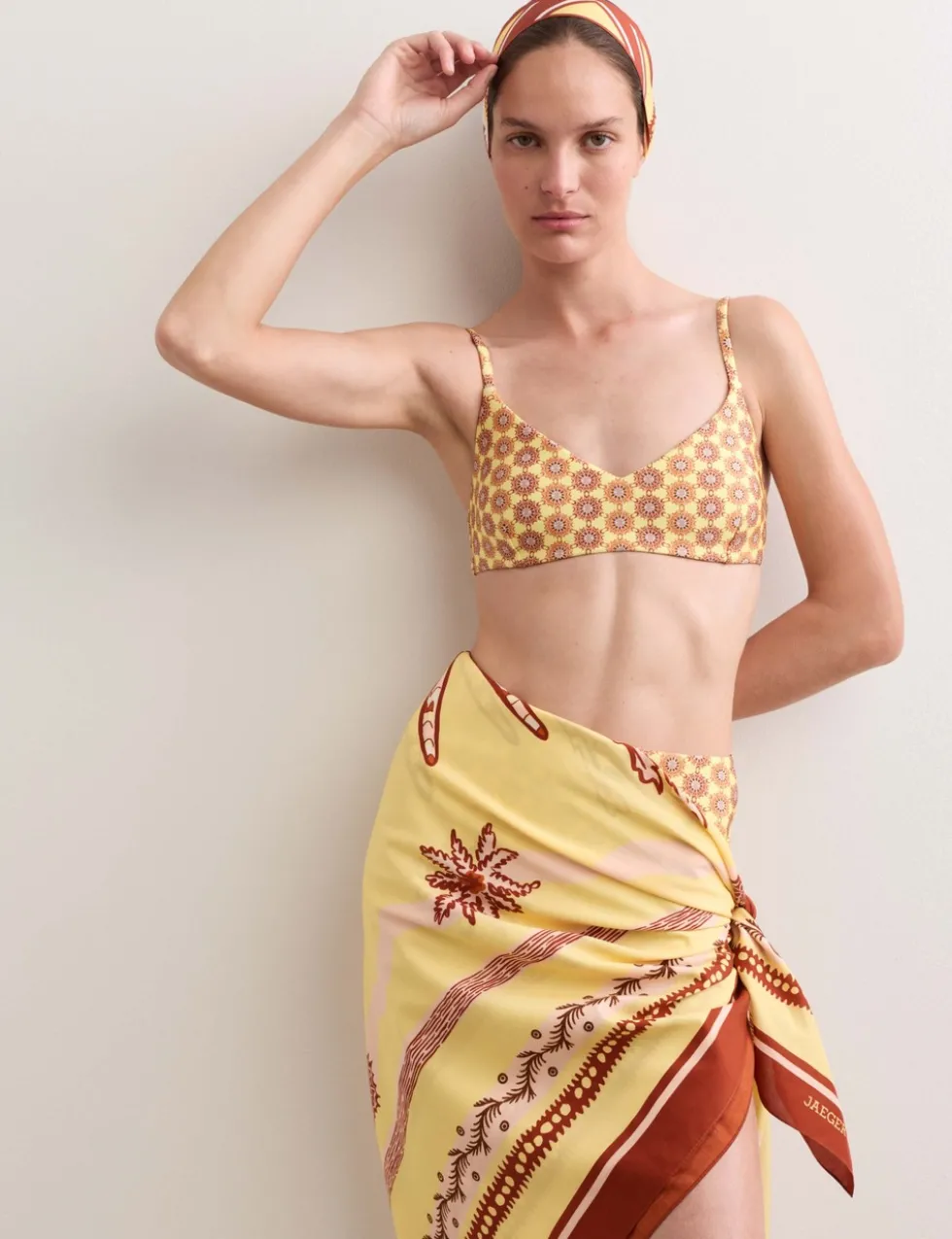 Printed Padded V-Neck Bikini Top