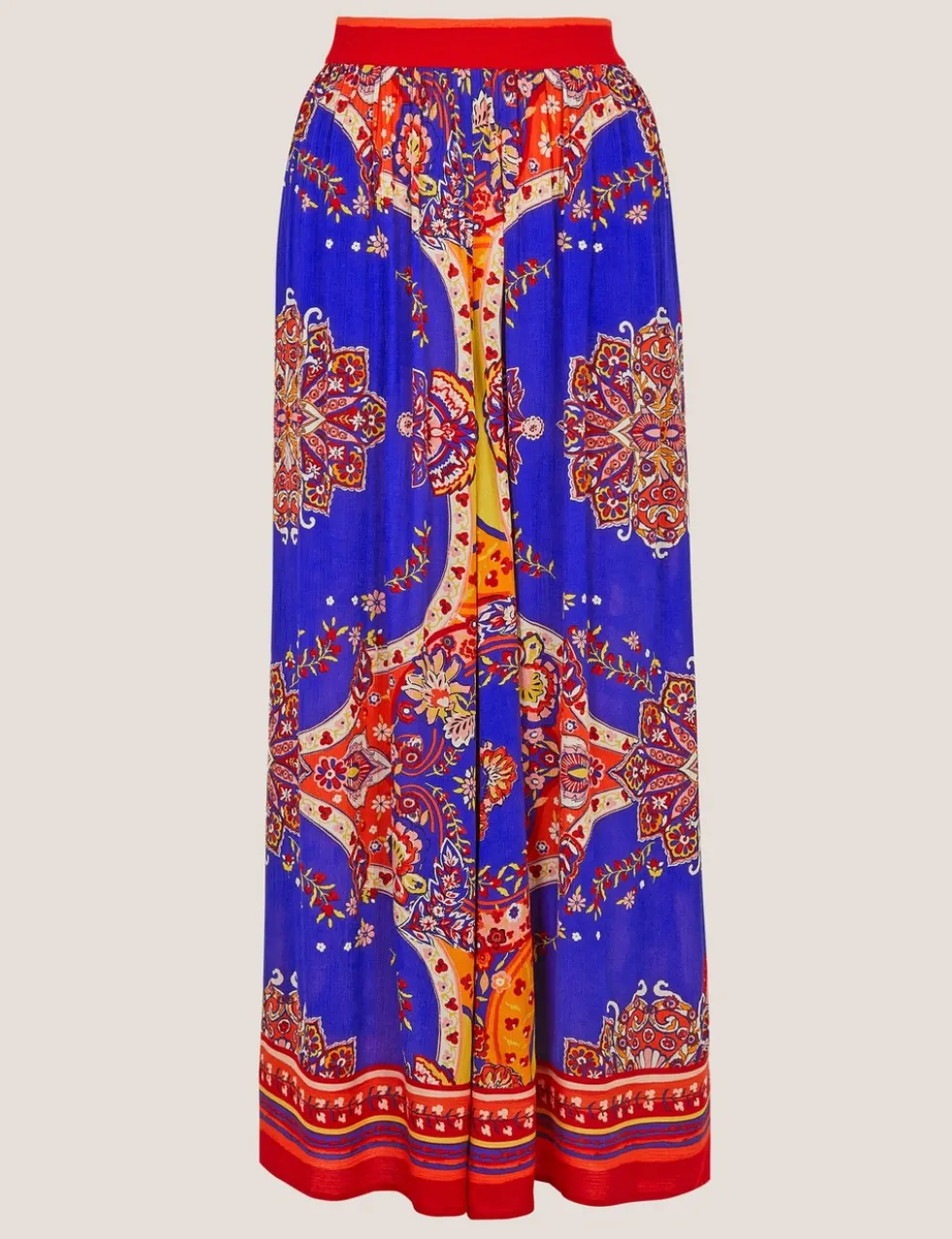 Printed Pull On Wide Leg Trousers