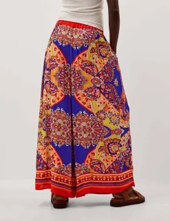 Printed Pull On Wide Leg Trousers