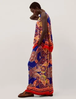 Printed Pull On Wide Leg Trousers
