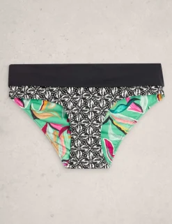 Printed Reversible Roll Top Bikini Bottoms