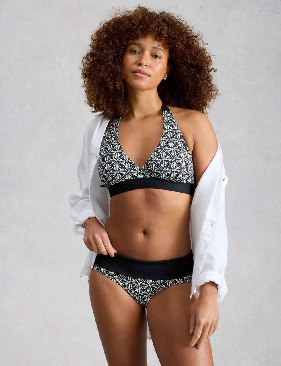 Printed Reversible Roll Top Bikini Bottoms
