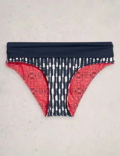 Printed Reversible Roll Top Bikini Bottoms