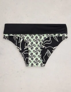 Printed Reversible Roll Top Bikini Bottoms