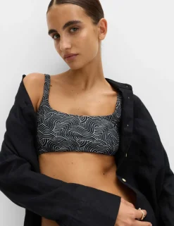 Printed Scoop Neck Bikini Top