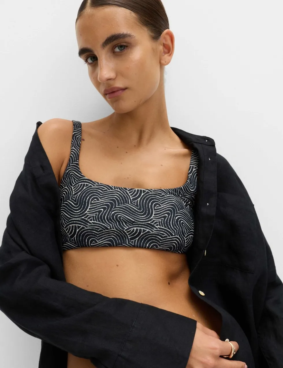 Printed Scoop Neck Bikini Top