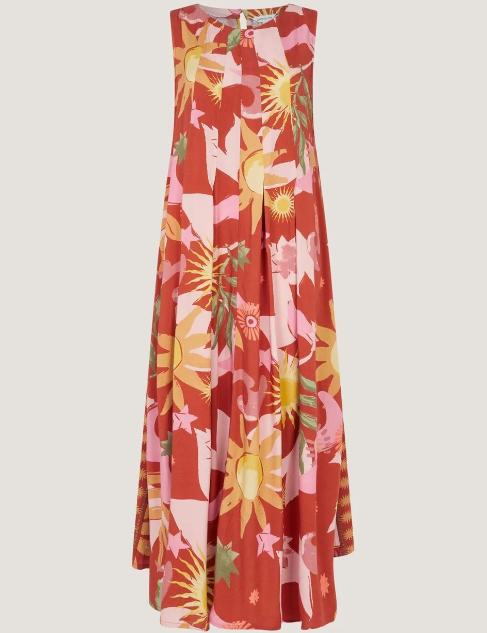 Printed Scoop Neck Midi Smock Dress