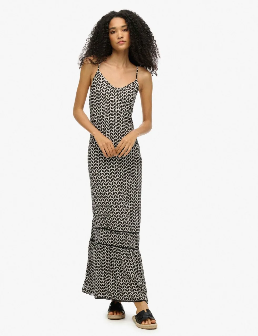Printed Scoop Neck Strappy Maxi Beach Dress