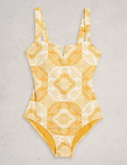 Printed Scoop Neck Swimsuit