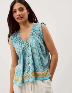 Printed Scoop Neck Vest Top