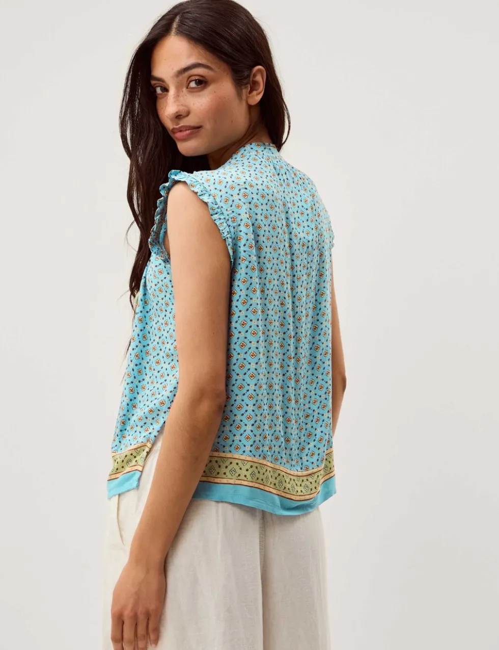 Printed Scoop Neck Vest Top