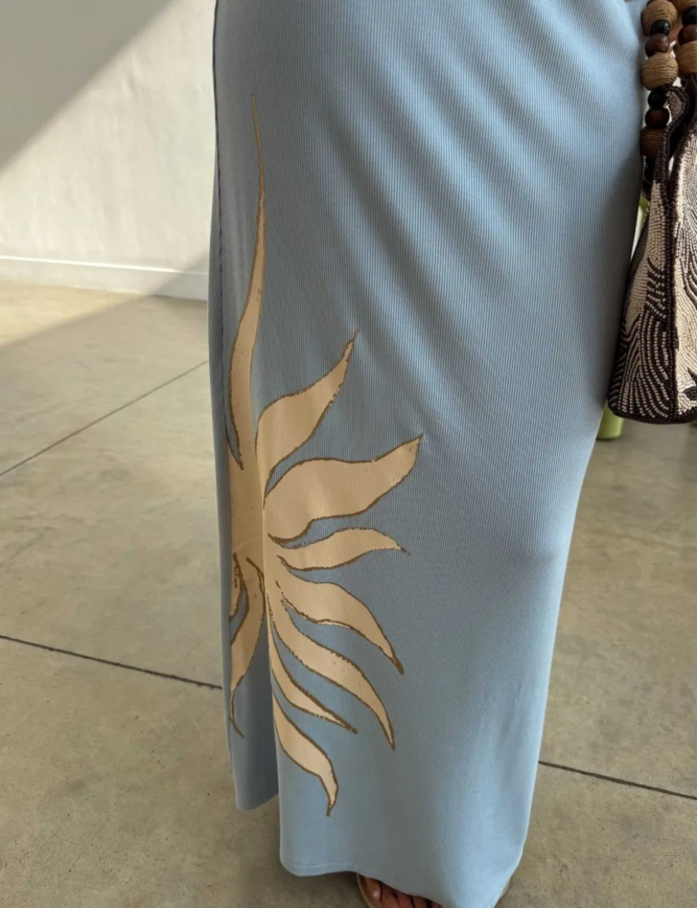 Printed Sol Midaxi Slip Skirt