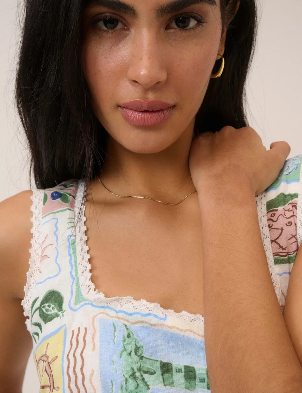 Printed Square Neck Mini Shift Dress
