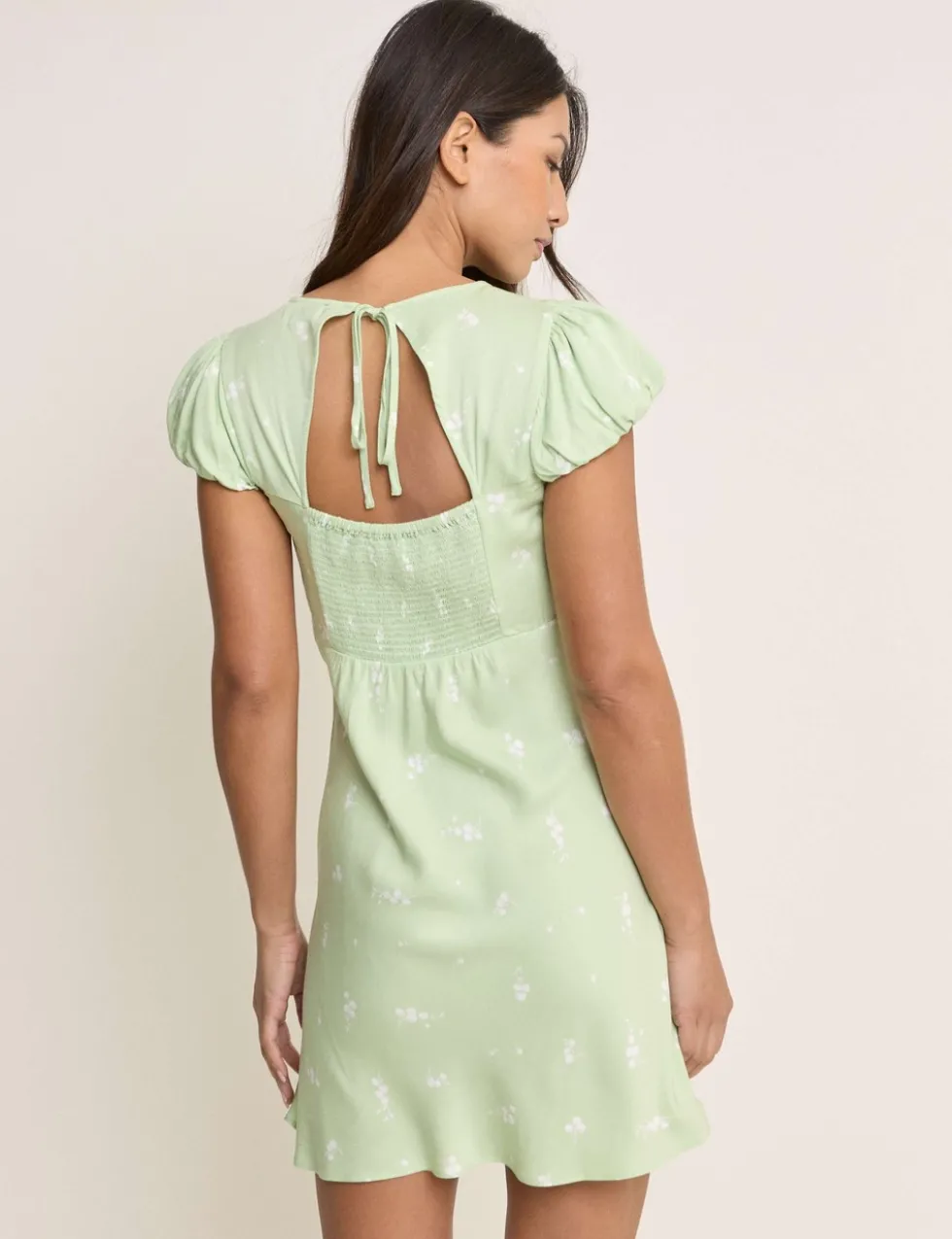 Printed Tie Detail Mini Tea Dress