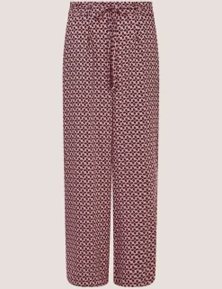 Printed Tie Detail Wide Leg Trousers