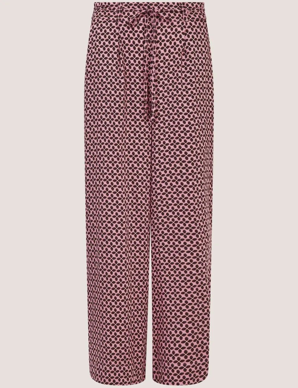 Printed Tie Detail Wide Leg Trousers