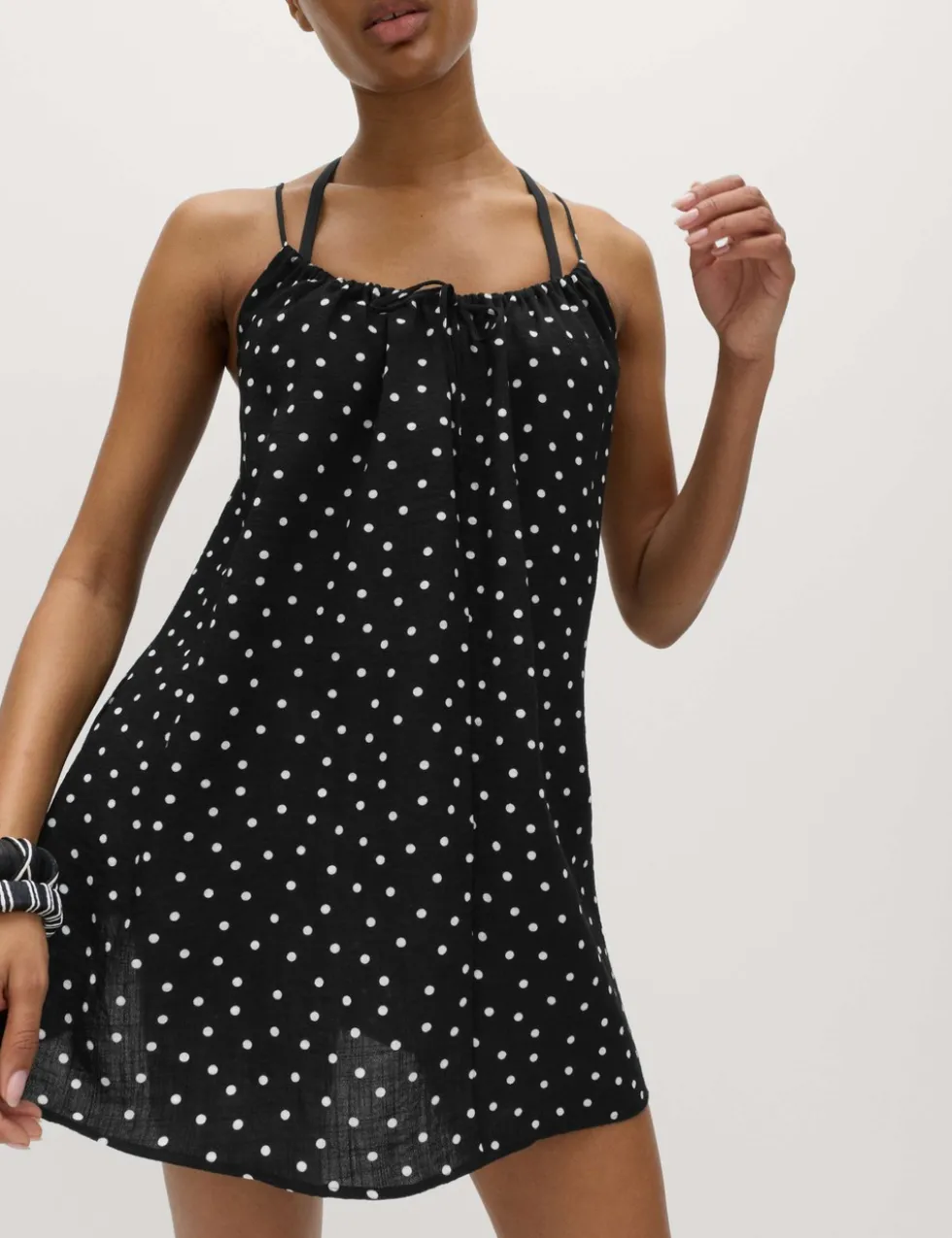 Printed Tie Front Strappy Mini Slip Dress