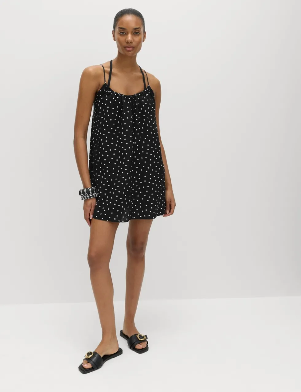 Printed Tie Front Strappy Mini Slip Dress