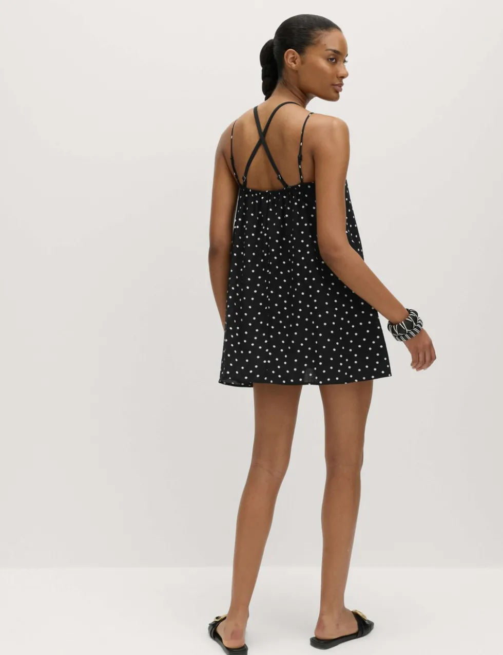 Printed Tie Front Strappy Mini Slip Dress