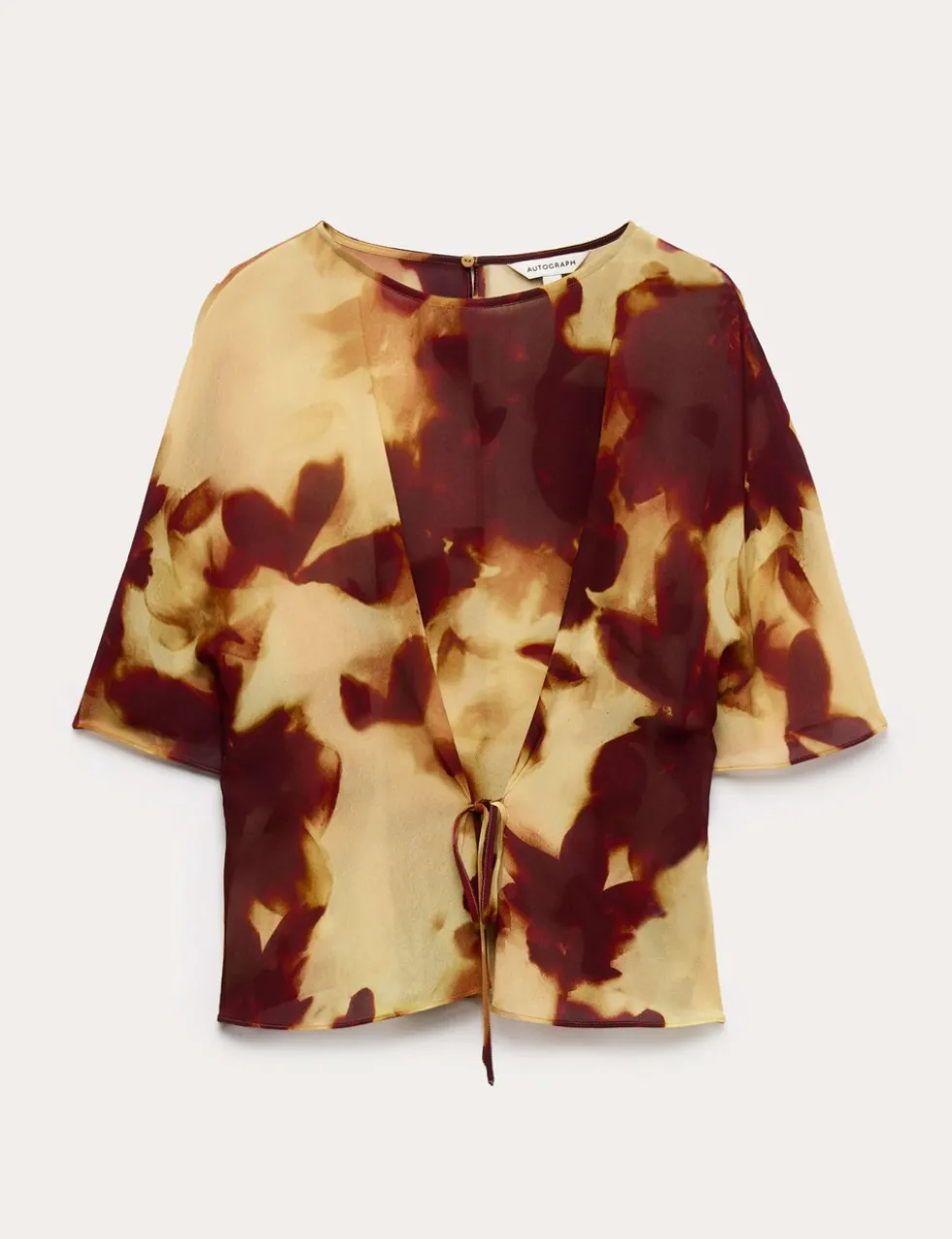 Printed Tie Front Top