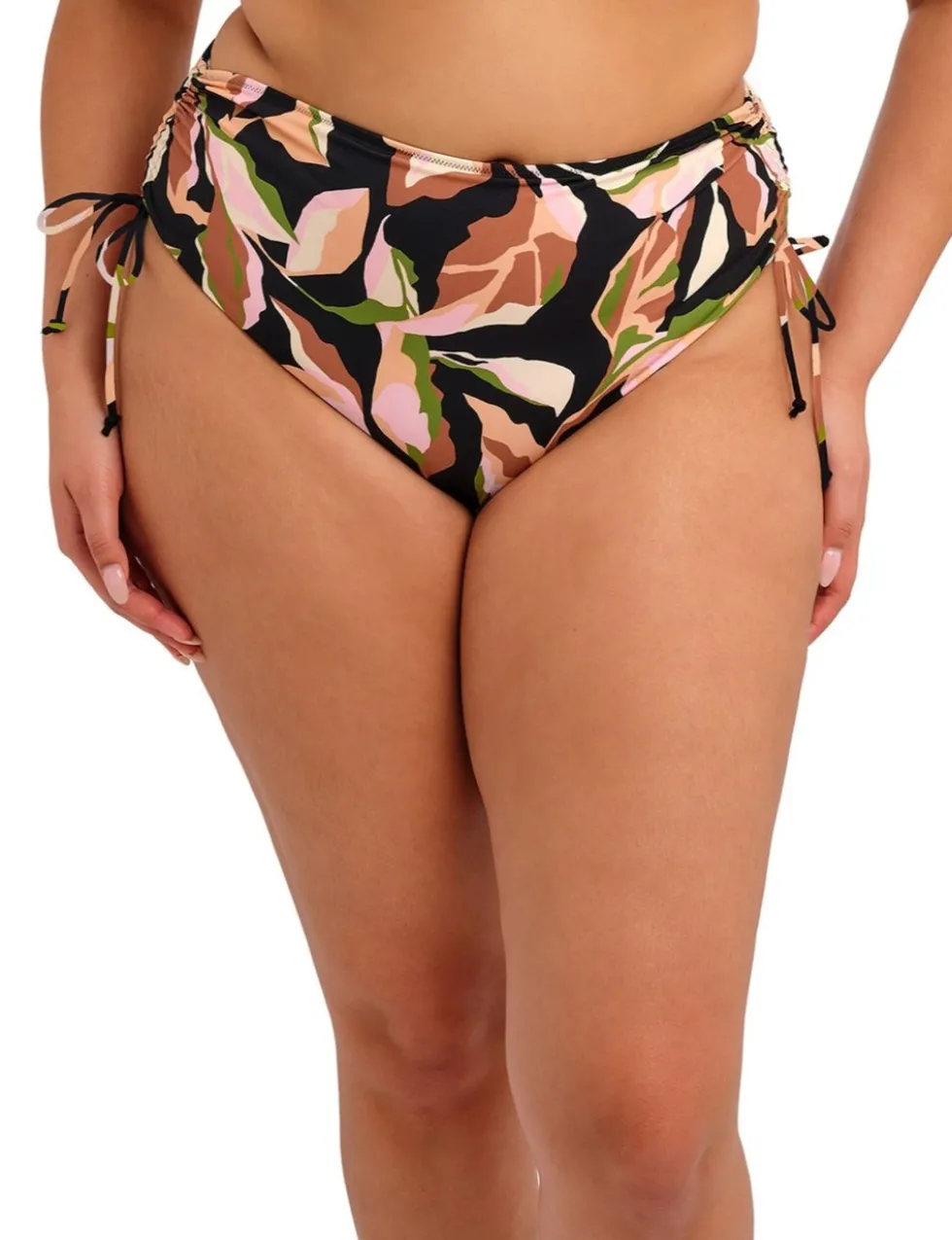 Printed Tie Side High Waisted Bikini Bottoms