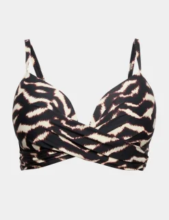 Printed Underwired Plunge Bikini Top (D-G)