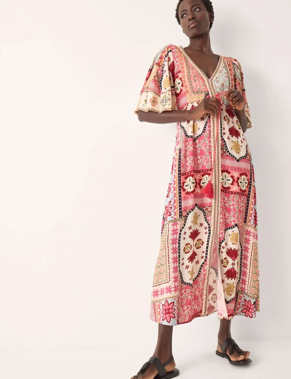 Printed V-Neck Maxi Beach Dress
