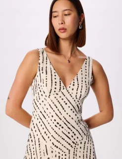 Printed V-Neck Maxi Skater Dress