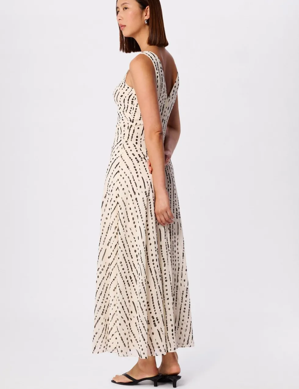 Printed V-Neck Maxi Skater Dress