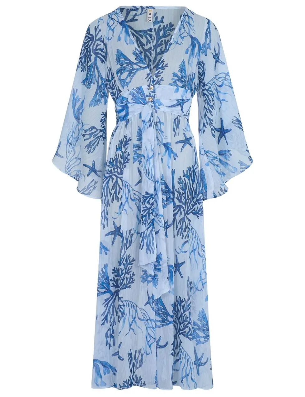 Printed V-Neck Midaxi Kaftan Beach Dress