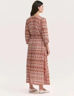 Printed V-Neck Midaxi Waisted Dress