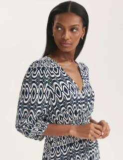 Printed V-Neck Midaxi Waisted Dress
