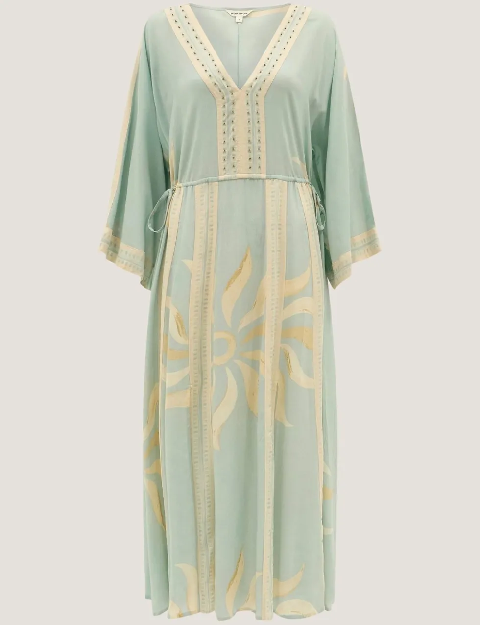 Printed V-Neck Midi Beach Dress
