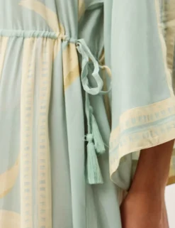 Printed V-Neck Midi Beach Dress