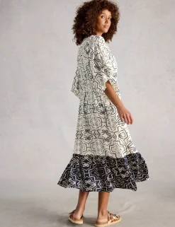 Printed V-Neck Midi Beach Dress