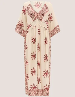 Printed V-Neck Midi Beach Dress