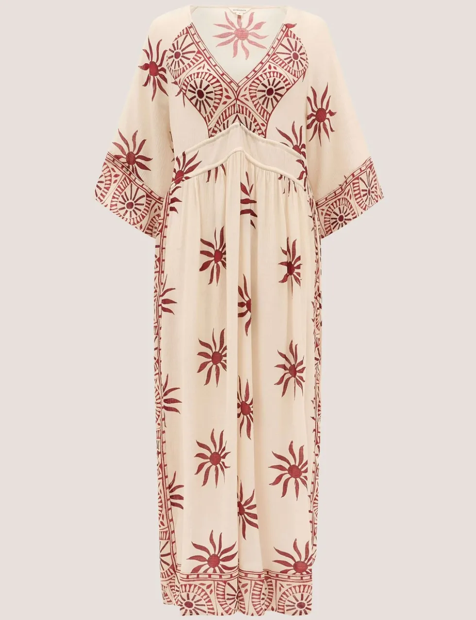 Printed V-Neck Midi Beach Dress