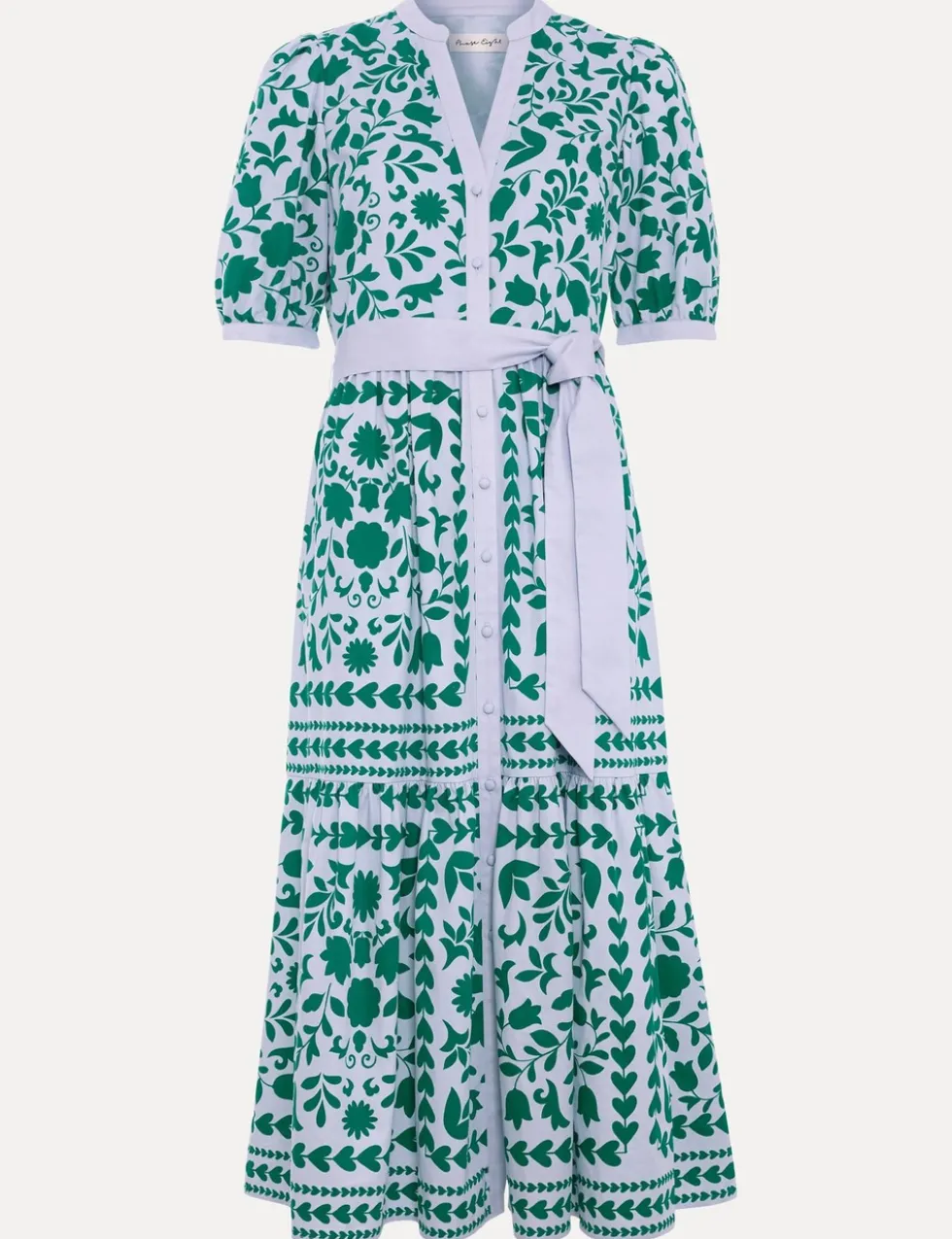 Printed V-Neck Midi Shirt Dress