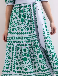 Printed V-Neck Midi Shirt Dress