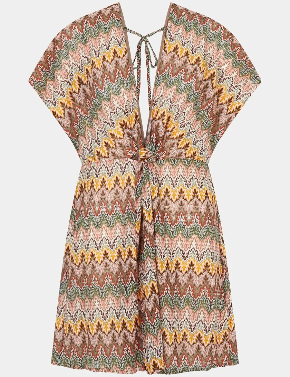 Printed V-Neck Mini Beach Cover Up Kaftan