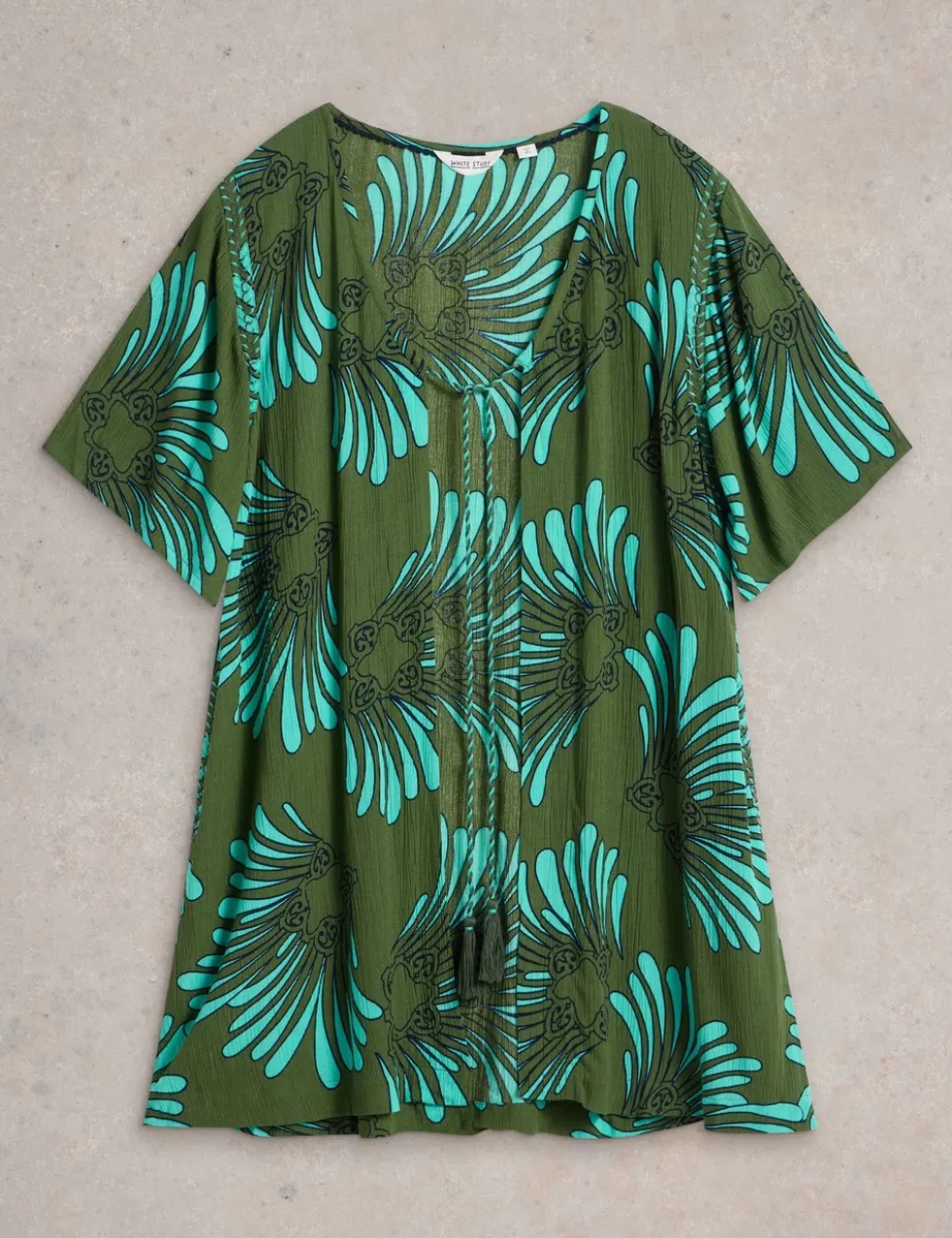 Printed V-Neck Mini Kaftan