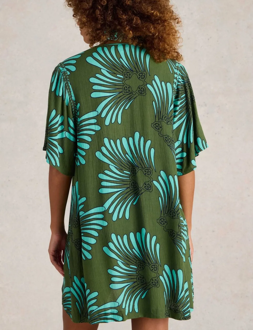 Printed V-Neck Mini Kaftan