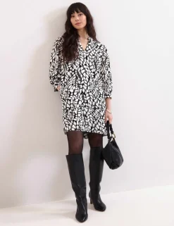 Printed V-Neck Mini Shift Dress